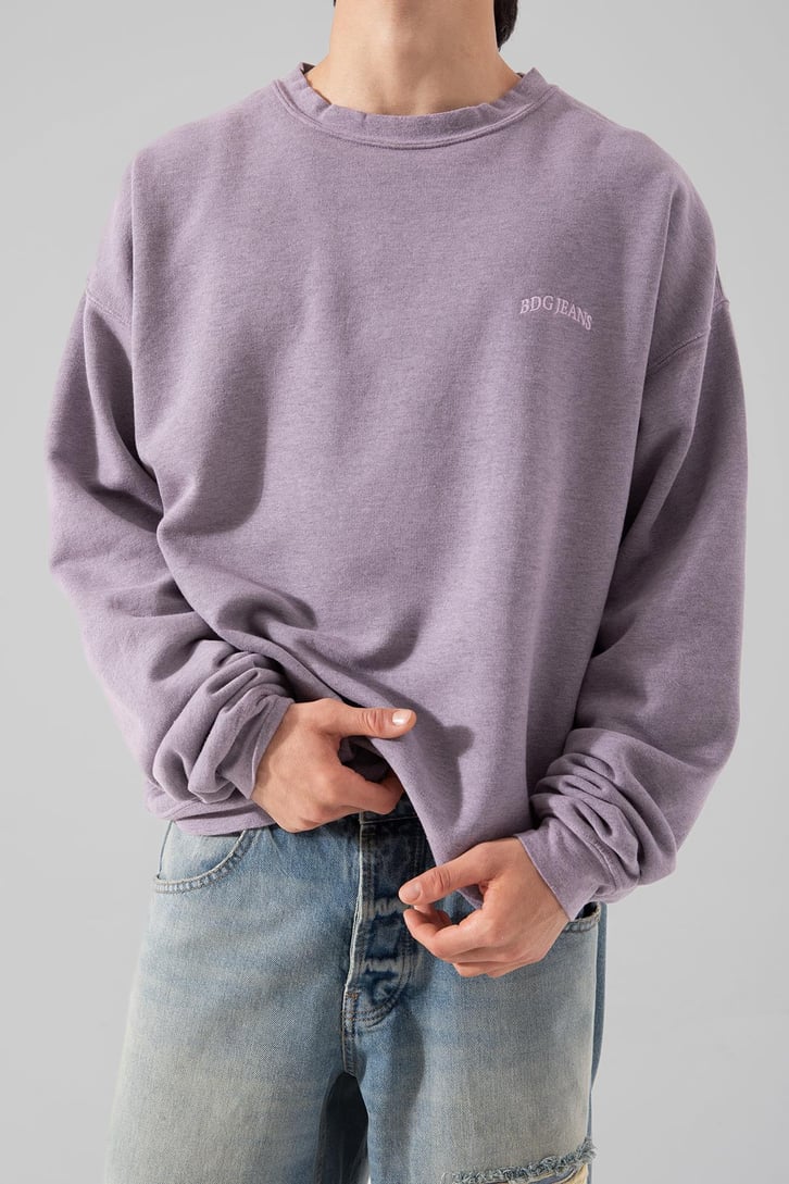 Bisiklet Yaka Lila Oversize Sweatshırt