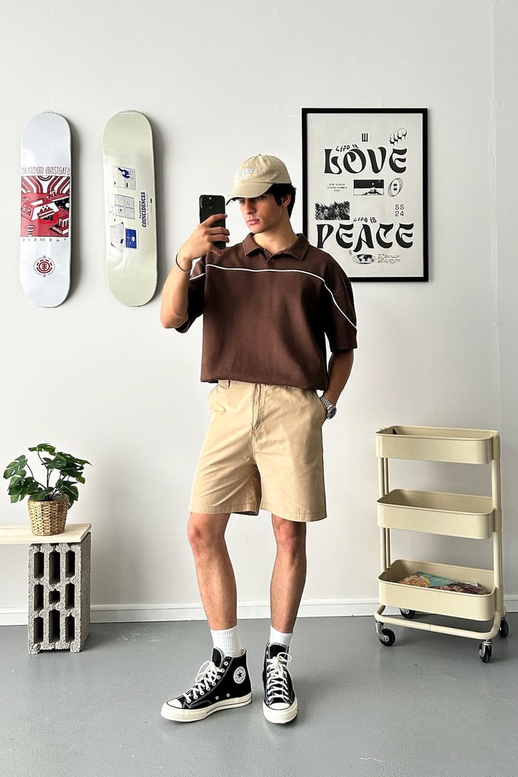 Biye Geçiş Polo Yaka Oversize Tişört