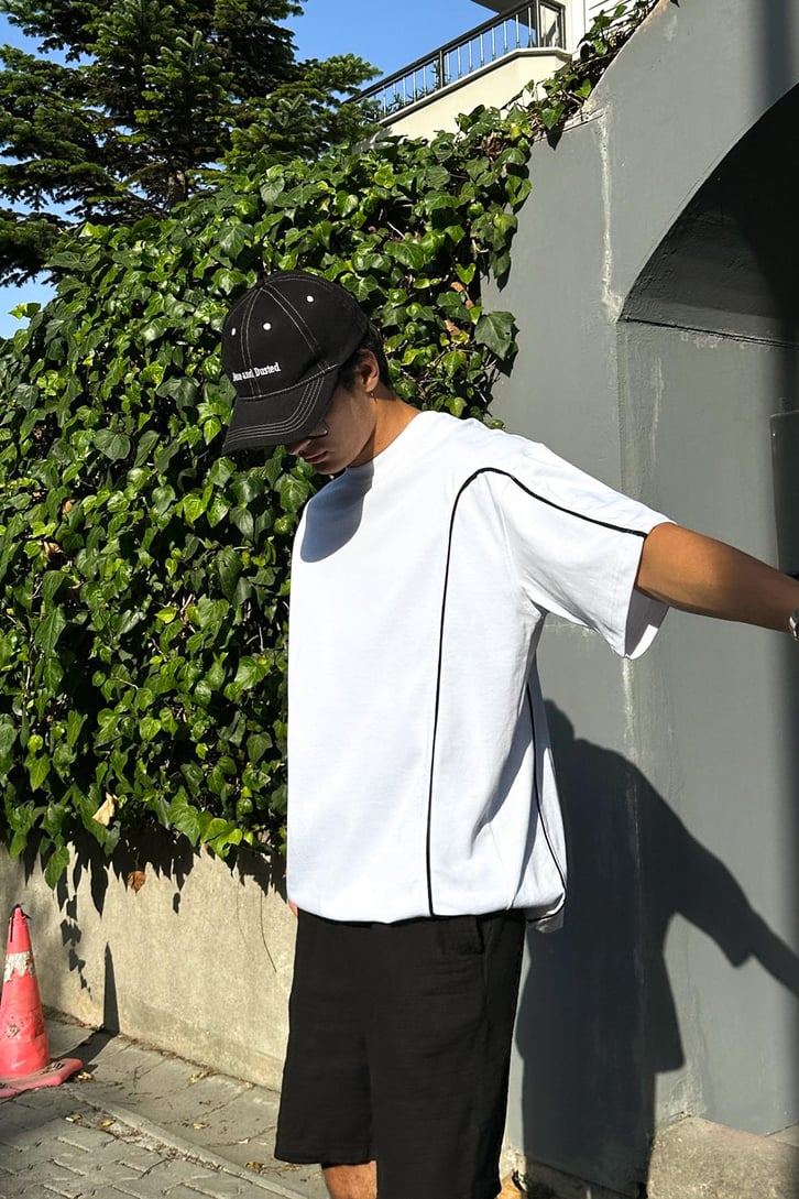Biye Geçişli Oversize Tişört