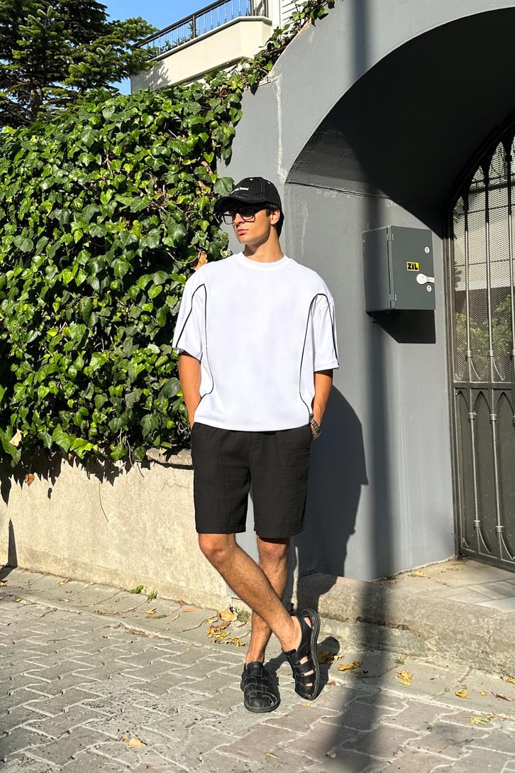 Biye Geçişli Oversize Tişört