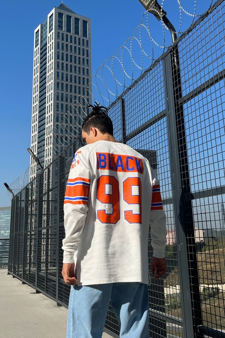 Black 99 Baskılı Beyaz Oversize Sweatshirt