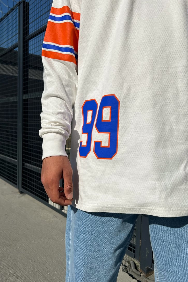 Black 99 Baskılı Beyaz Oversize Sweatshirt