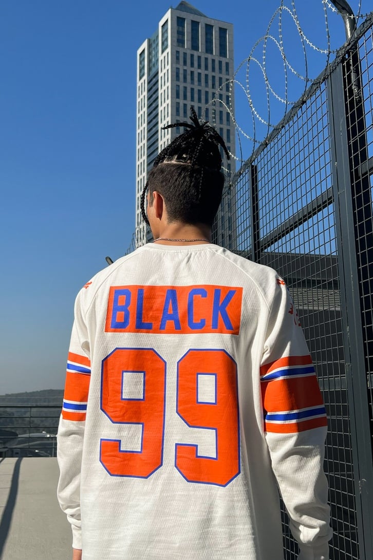 Black 99 Baskılı Beyaz Oversize Sweatshirt