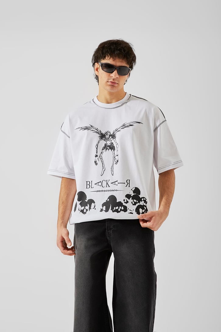 Black Air Baskılı Beyaz Oversize Tişört