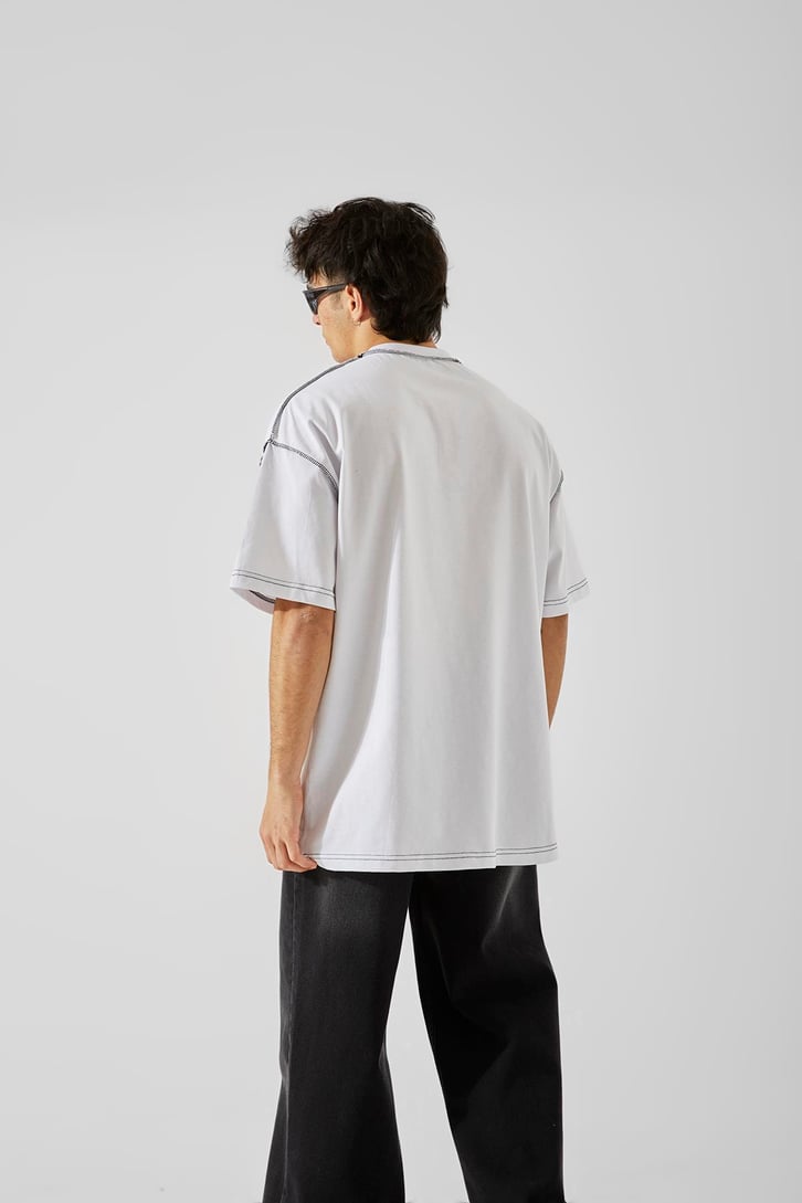 Black Air Baskılı Beyaz Oversize Tişört
