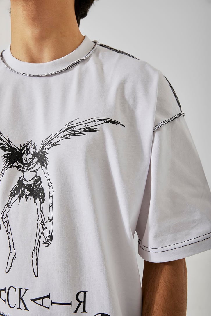 Black Air Baskılı Beyaz Oversize Tişört