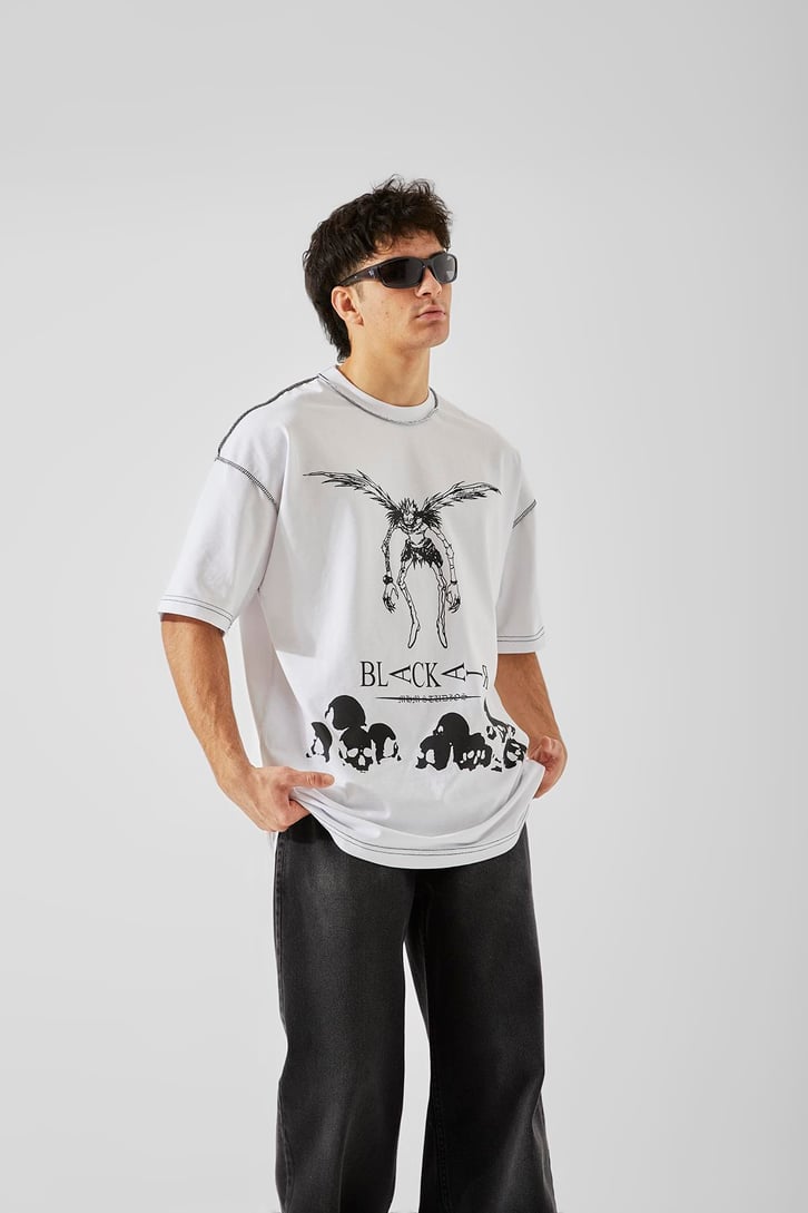Black Air Baskılı Beyaz Oversize Tişört