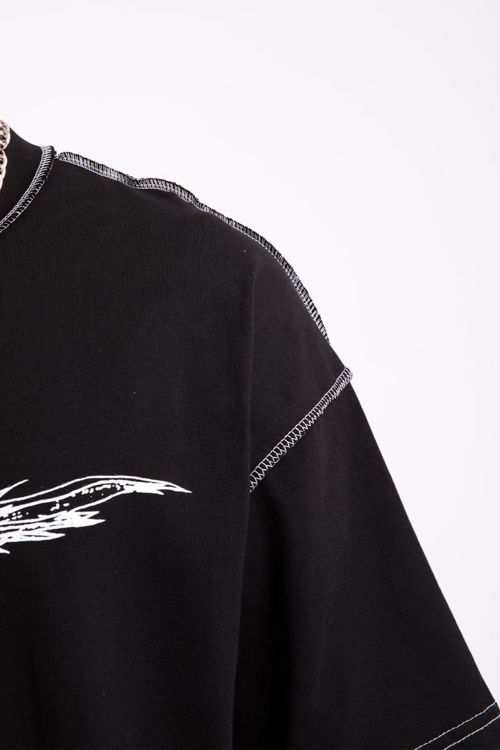 Black Air Baskılı Siyah Oversize Tshirt