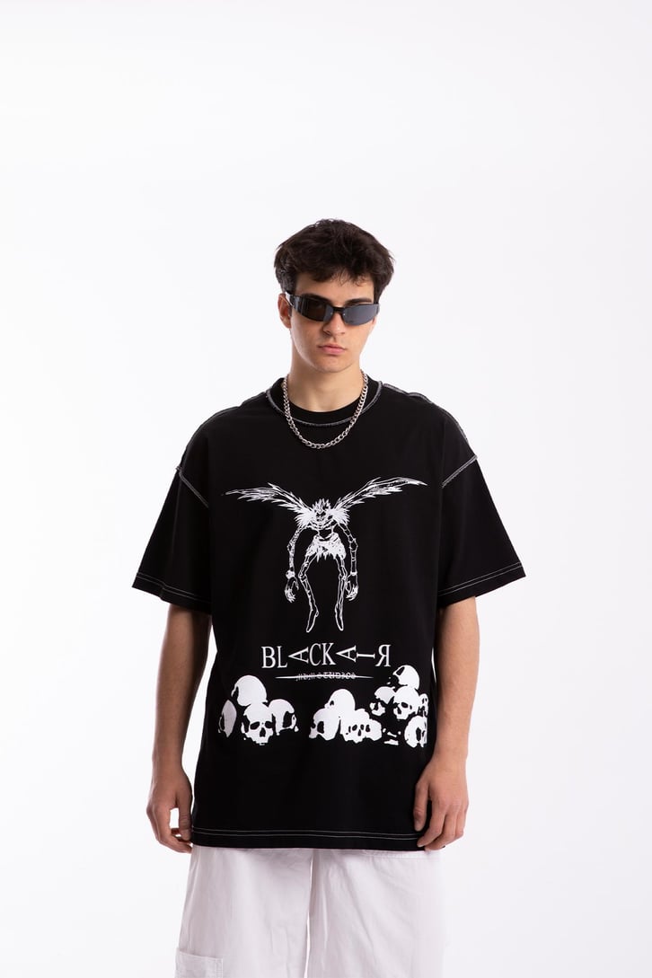 Black Air Baskılı Siyah Oversize Tshirt