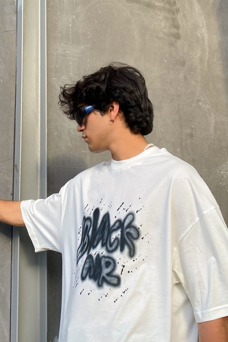 Black Air Graffiti Bakılı Oversize Tshirt
