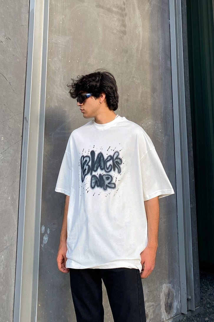 Black Air Graffiti Bakılı Oversize Tshirt
