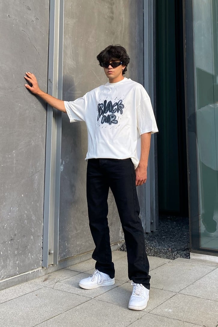 Black Air Graffiti Bakılı Oversize Tshirt