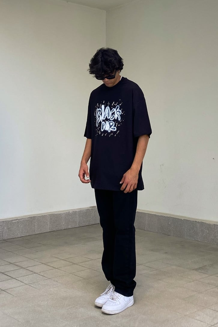 Black Air Graffiti Bakılı Oversize Tshirt