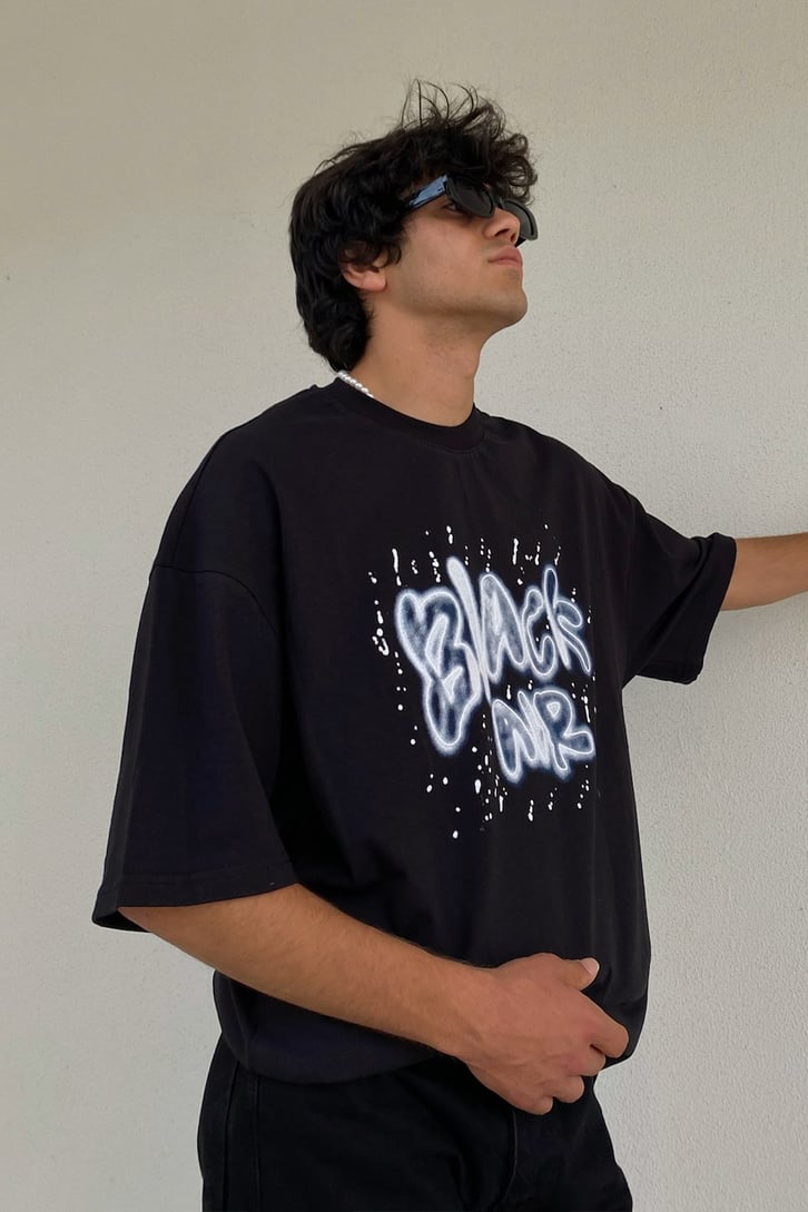 Black Air Graffiti Bakılı Oversize Tshirt