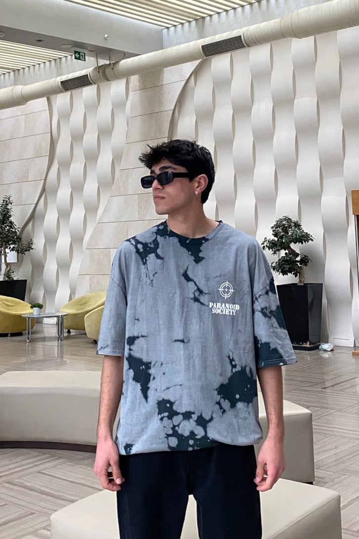 Black and Gray Tie-Dye Oversize Premium Tshirt