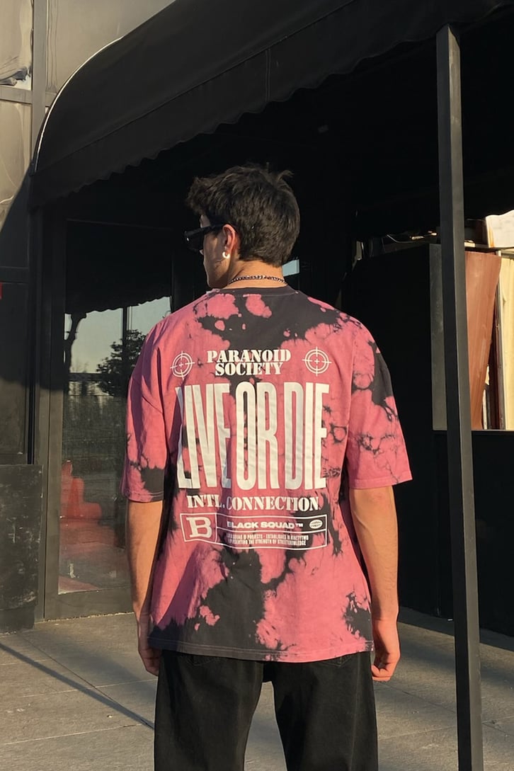 Black and Pink Tie-Dye Oversize Premium Tshirt