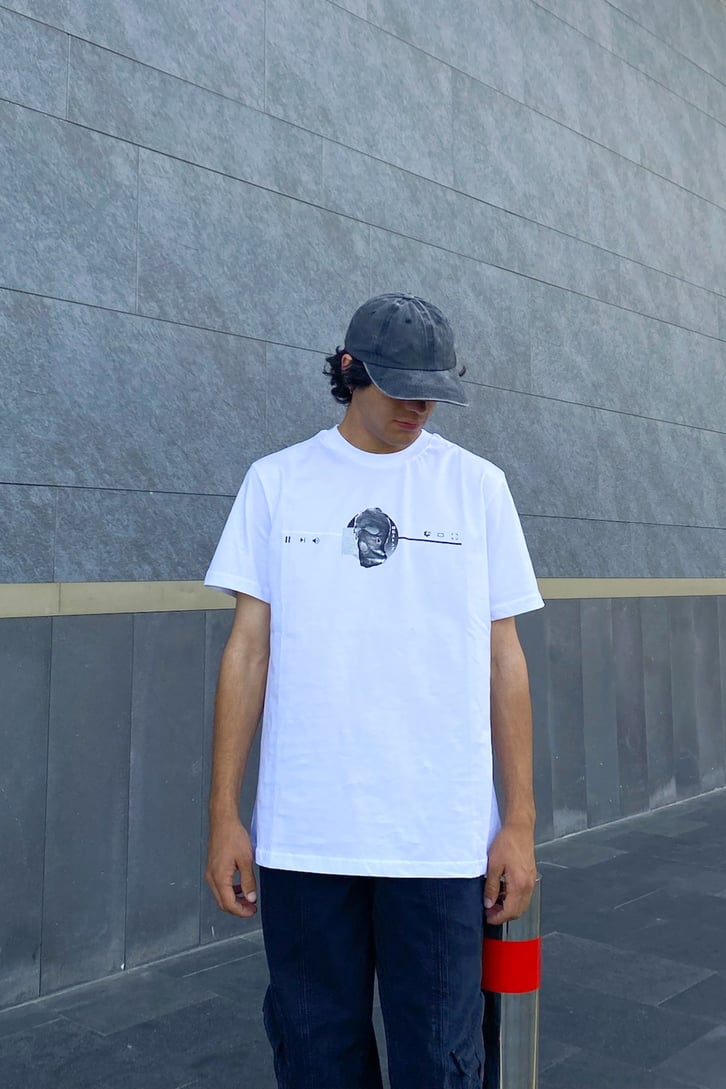 Black Heart Baskılı Beyaz Oversize Tshirt