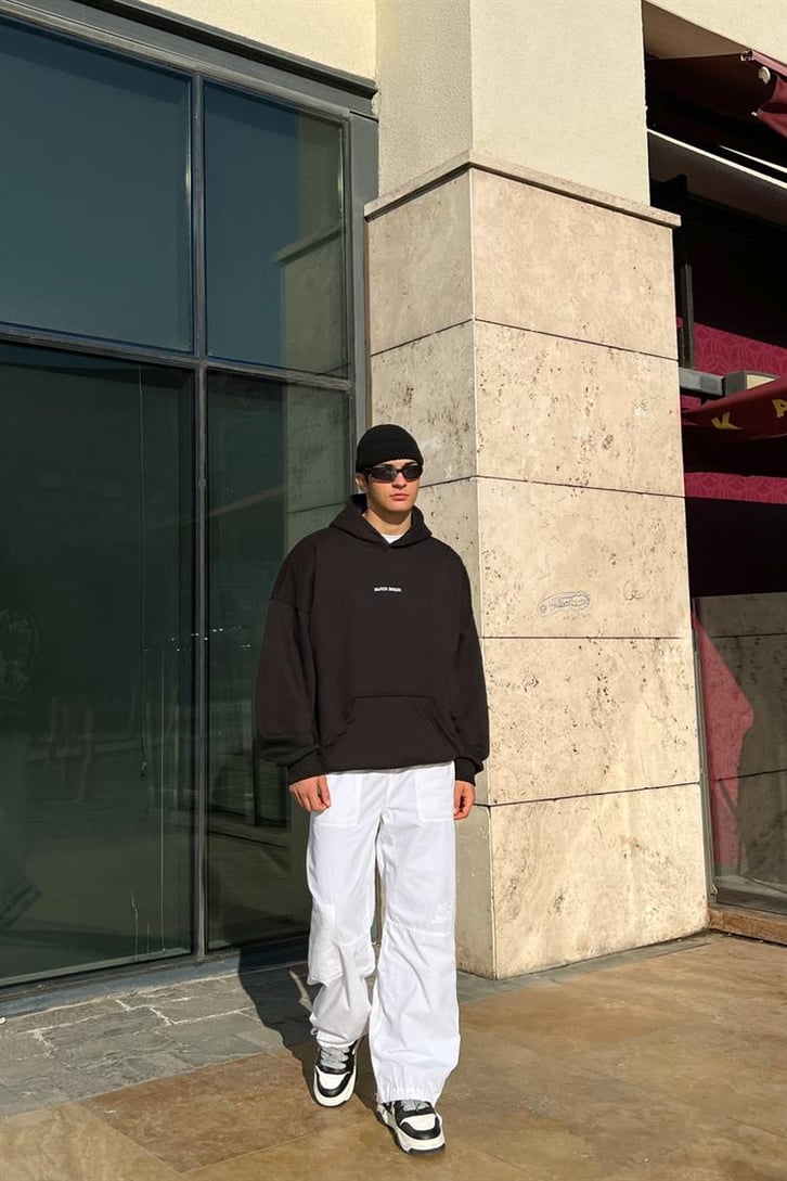 Black Magic Baskılı Siyah Oversize Hoodie