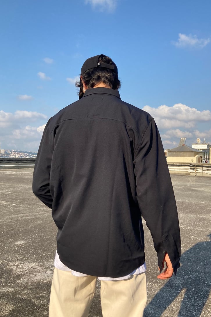 Black Two-Use Shirt Jacket