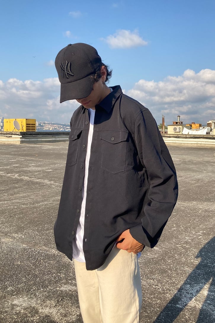 Black Two-Use Shirt Jacket