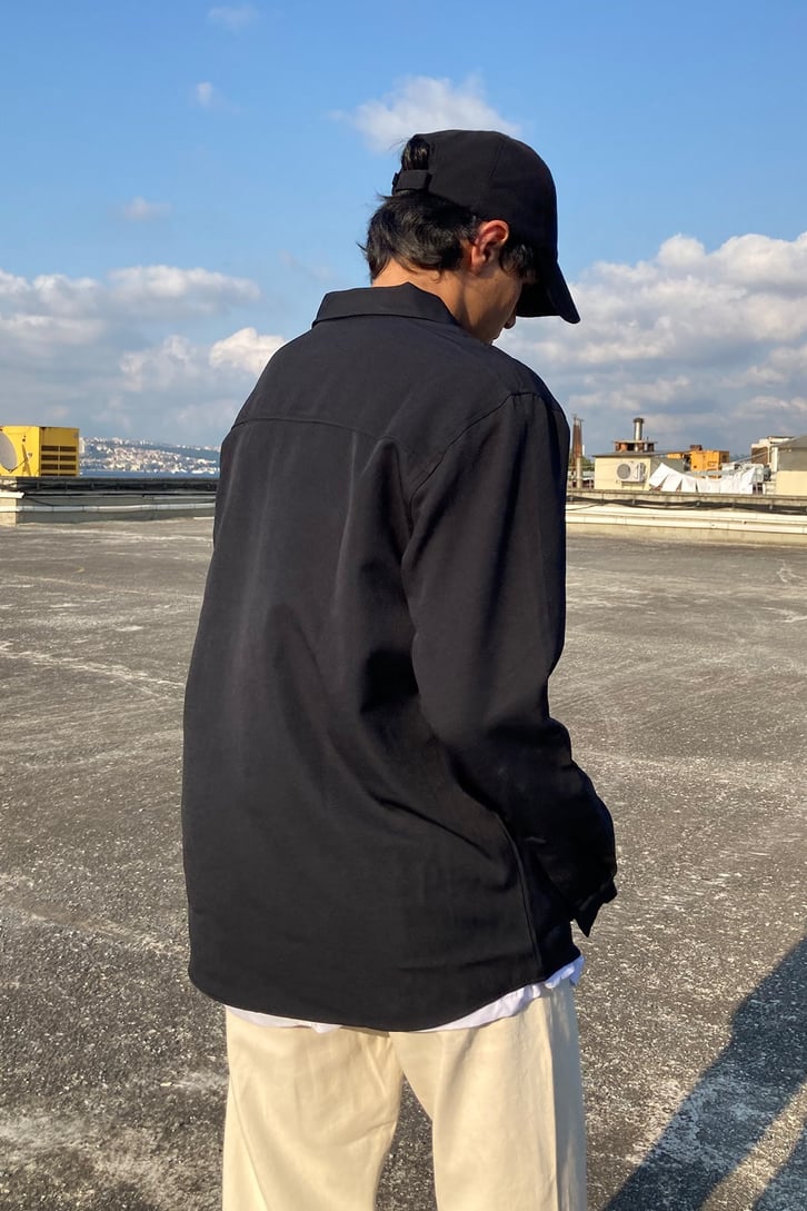 Black Two-Use Shirt Jacket