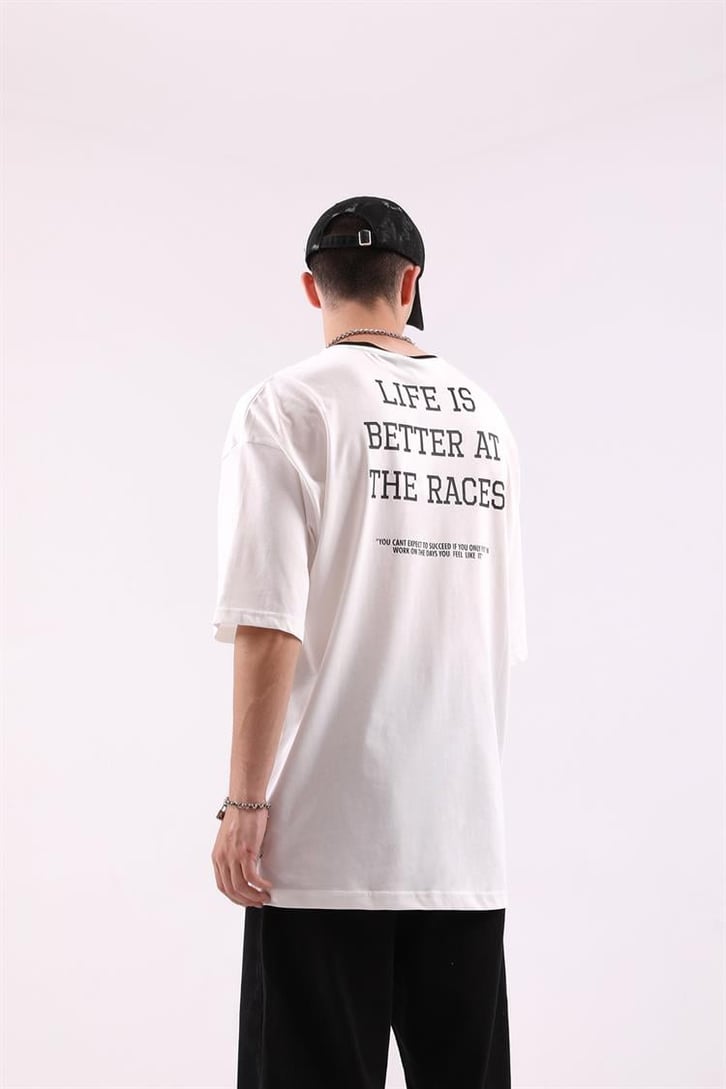 Blast Past Baskılı Beyaz Tshirt