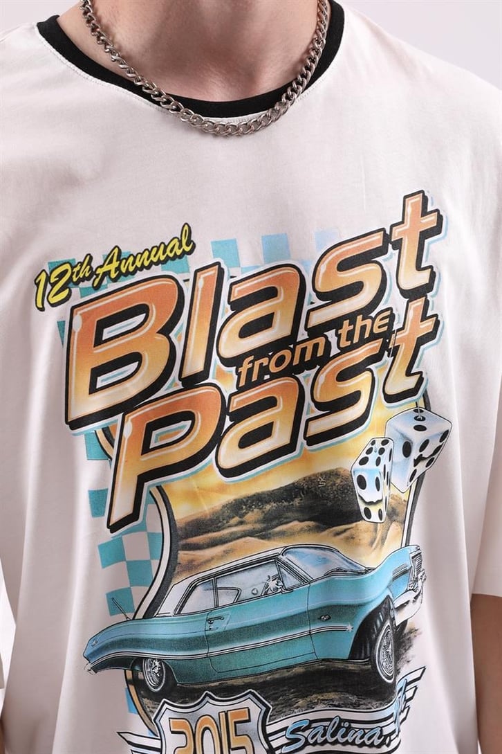 Blast Past Baskılı Beyaz Tshirt