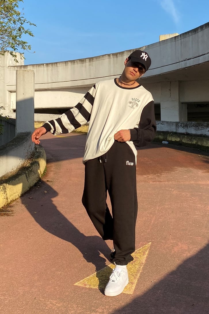 Block Desen Extra Oversize Longsleeve Tee
