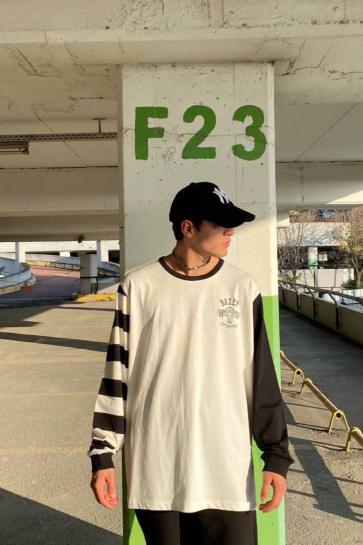 Block Desen Extra Oversize Longsleeve Tee