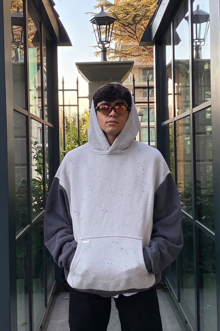 Block Desen Spray Paint Oversize Premium Hoodie