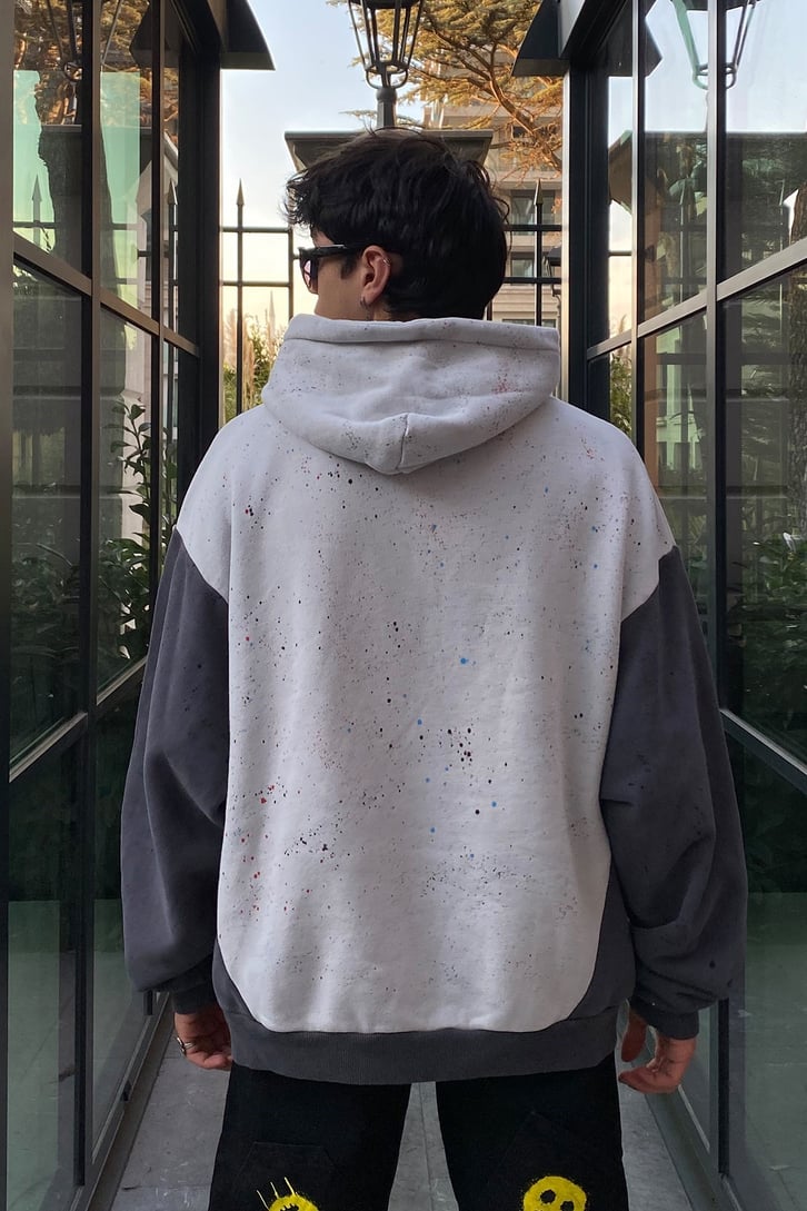 Block Desen Spray Paint Oversize Premium Hoodie