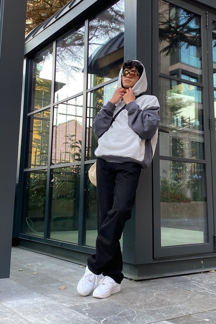 Block Desen Spray Paint Oversize Premium Hoodie