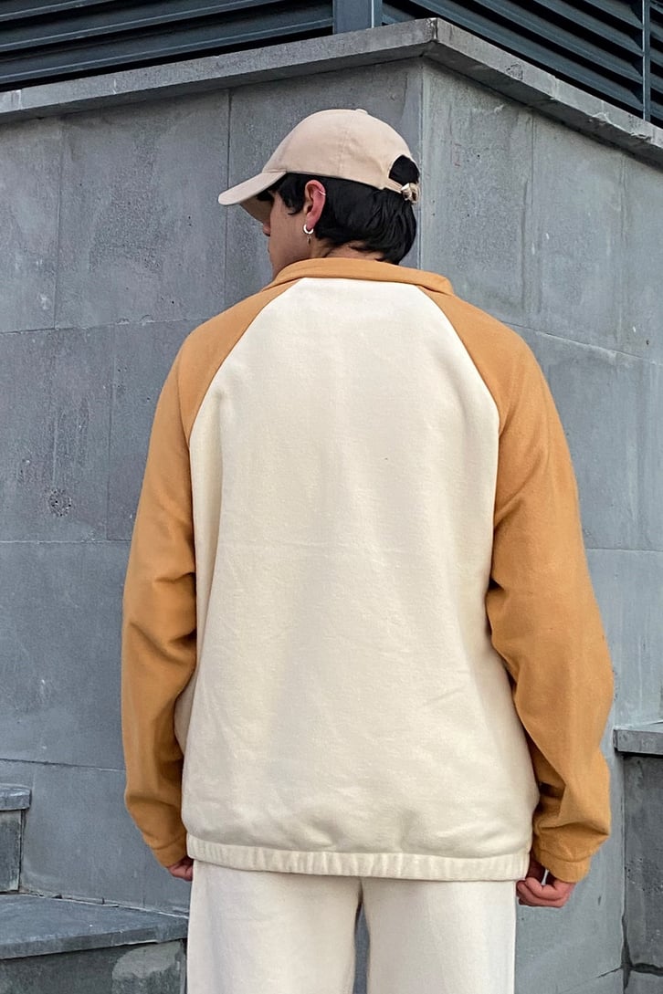 Blok Desen Semi Zip-Up Oversize Sweatshirt