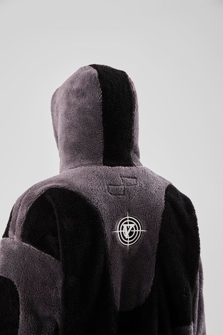 Bloklu Teddy Füme Zip Hoodie
