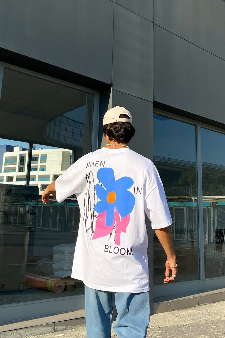 Bloom Sırt Baskılı Oversize Tshirt