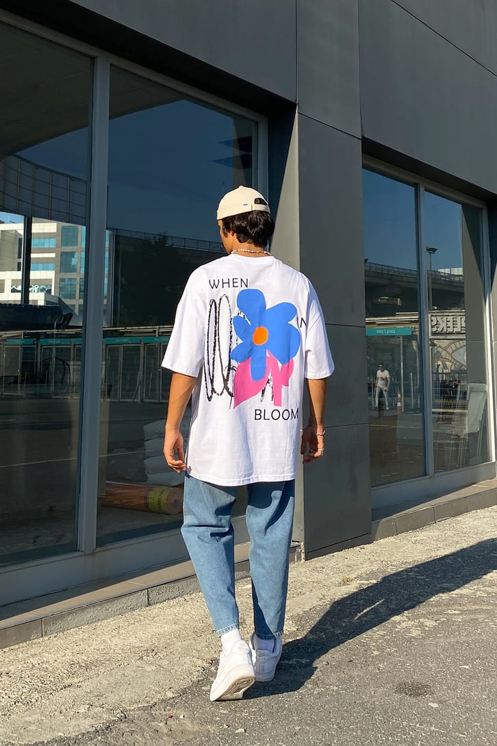 Bloom Sırt Baskılı Oversize Tshirt
