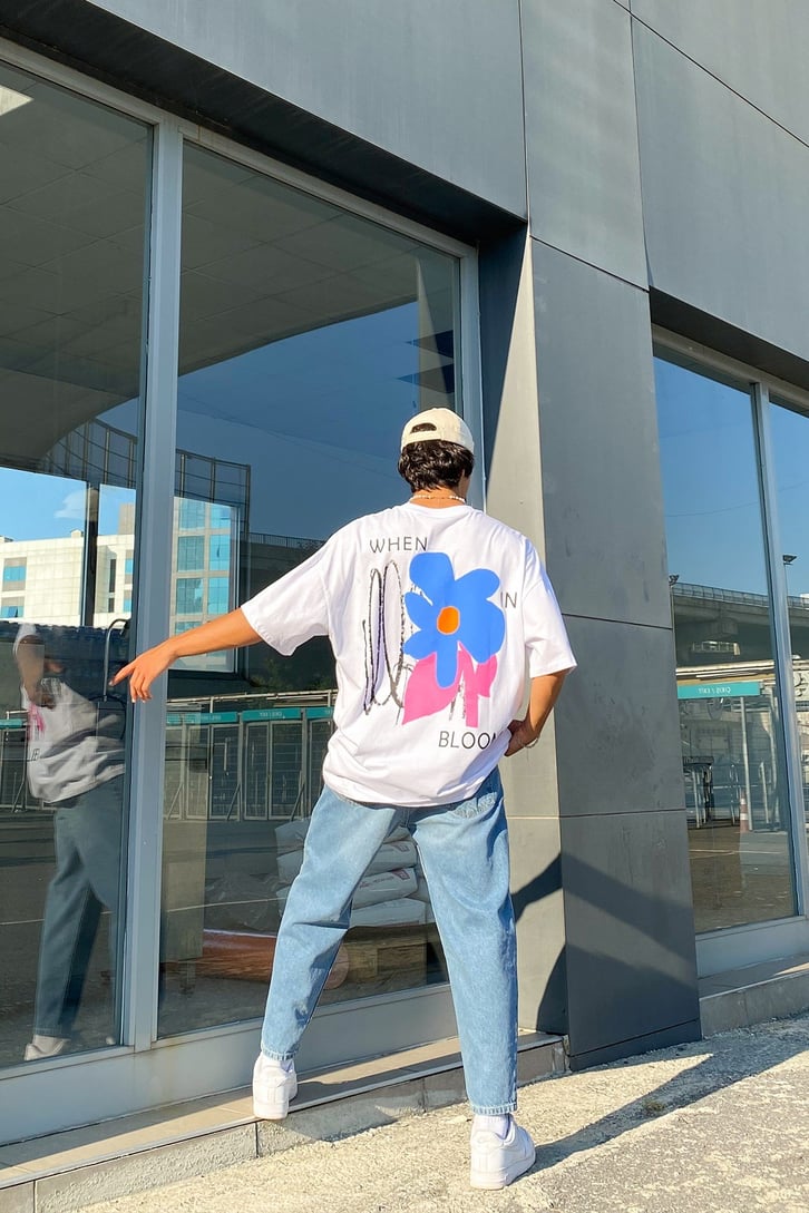 Bloom Sırt Baskılı Oversize Tshirt