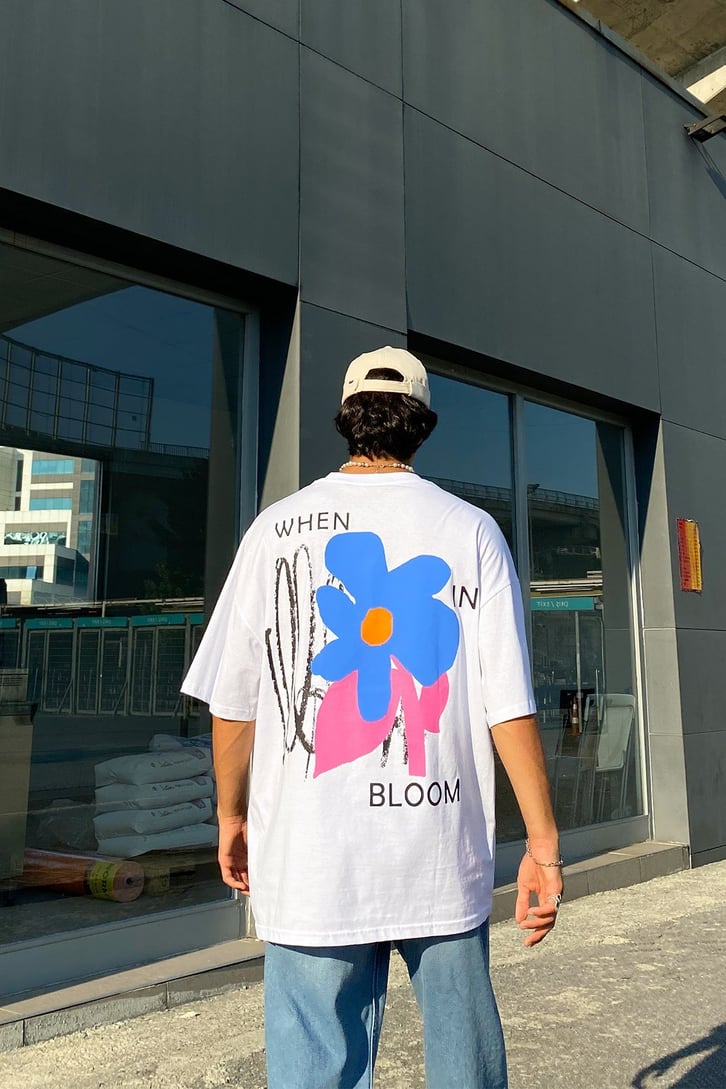 Bloom Sırt Baskılı Oversize Tshirt