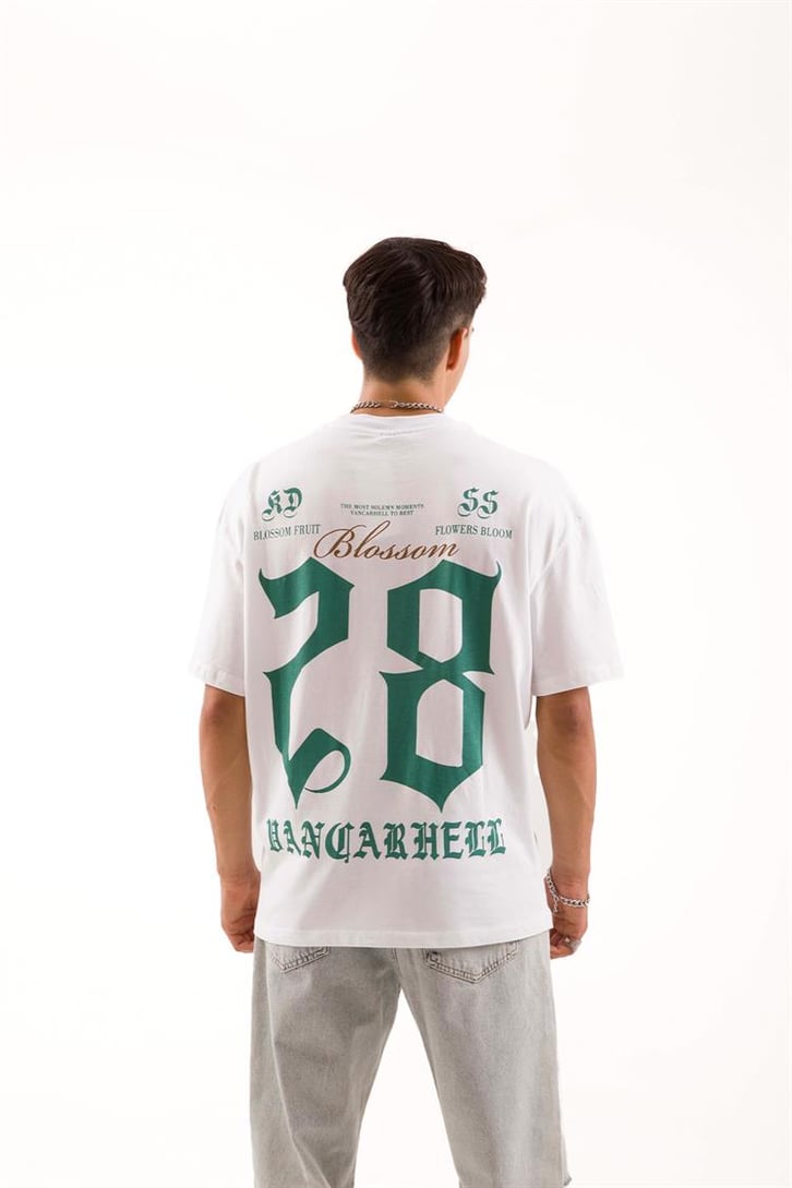 Blossom 28 Baskılı Beyaz Oversize Tişört