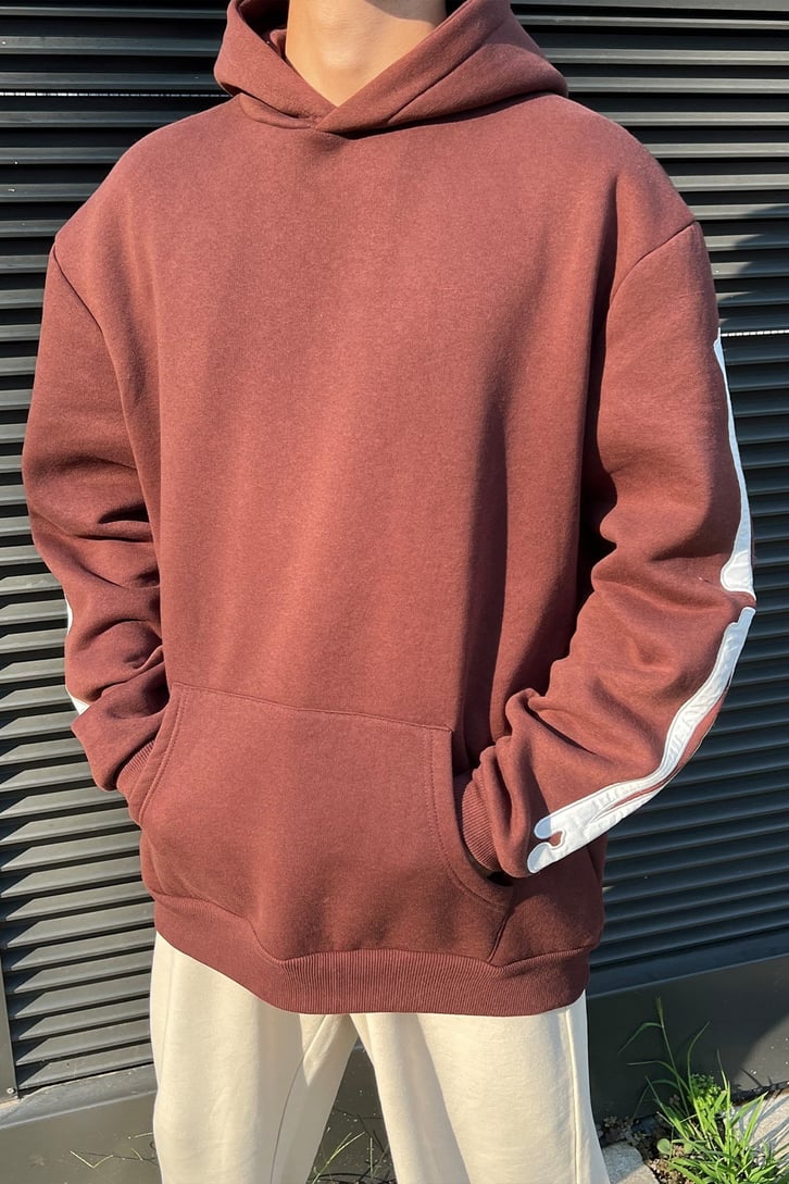 Bone Nakışlı Kahverengi Oversize Sweatshirt