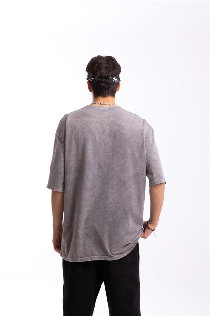 Born Again Baskılı Acid Wash Oversize Tişört