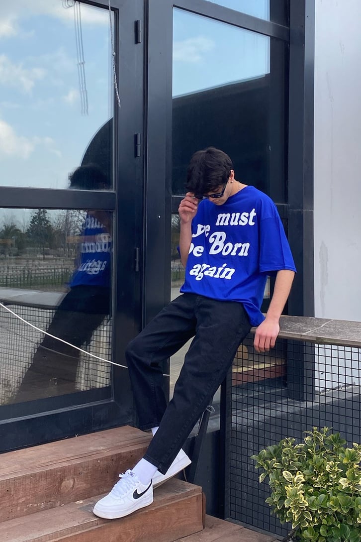 Born Again Oversize Blue Tshirt