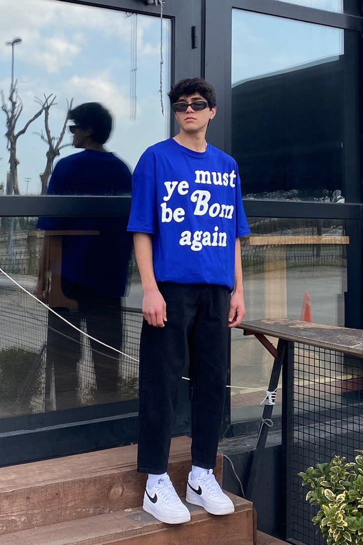 Born Again Oversize Blue Tshirt
