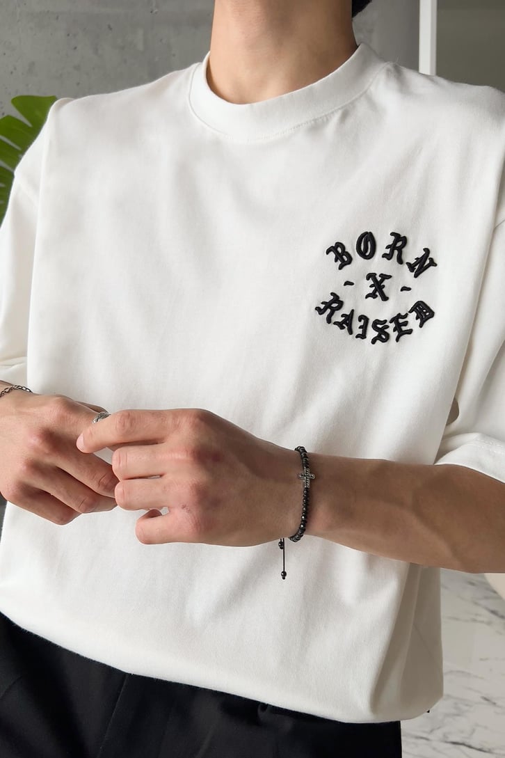 Born Raesed Baskılı Siyah Oversize Tişört