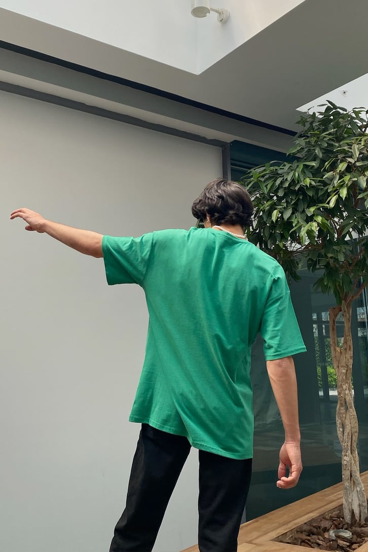 Boston Baskılı Oversize Oversize Tshirt