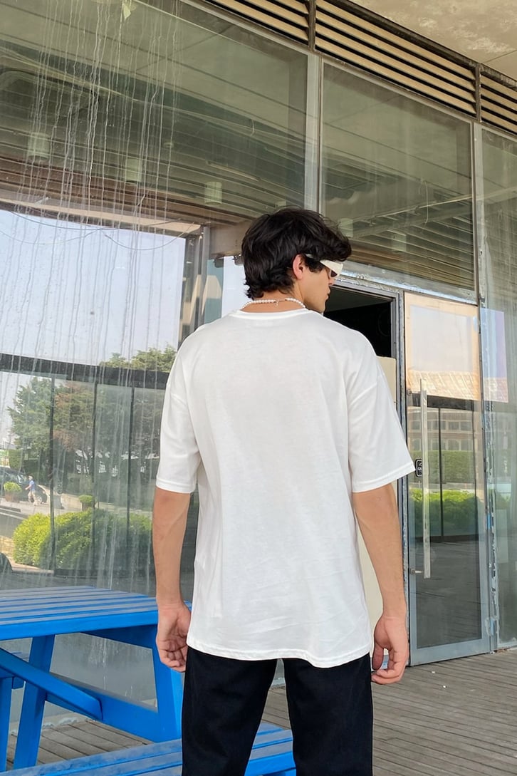Boston Baskılı Oversize Oversize Tshirt
