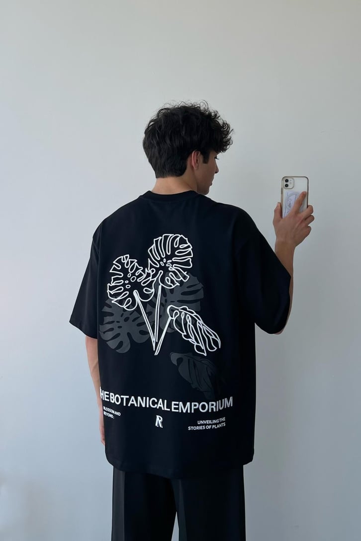 Botanical Emporium Nakışlı Açık Haki Oversize Tişört