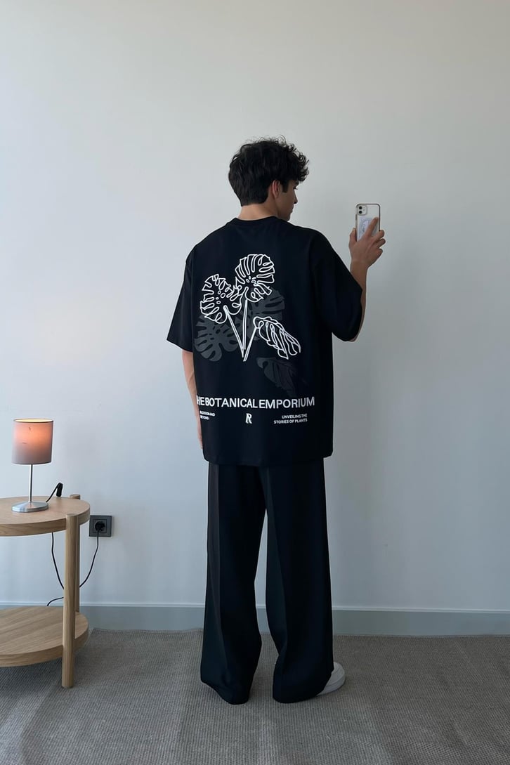Botanical Emporium Nakışlı Açık Haki Oversize Tişört