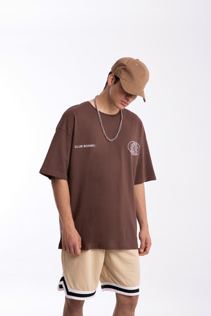 Boxing Club Baskılı Oversize Tshirt