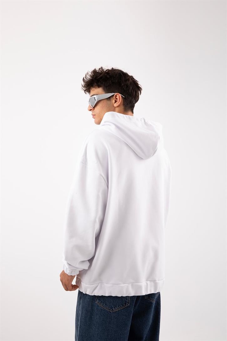 Boxing Fight Camp Beyaz Zip Oversize Hoodie